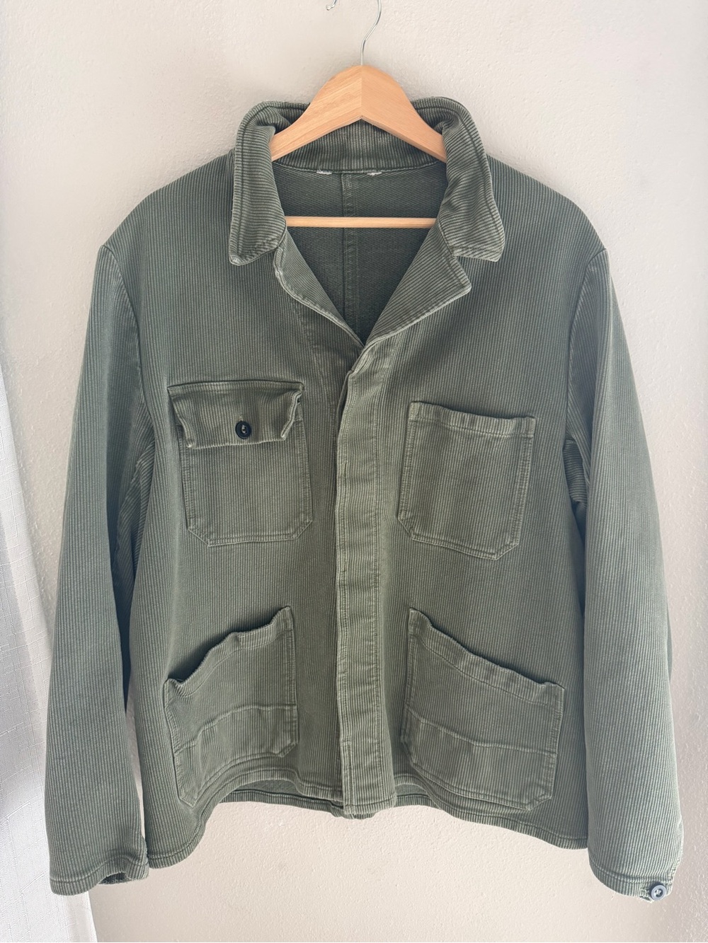 Vintage 70s French Corduroy Chore Military Jacket Workwear